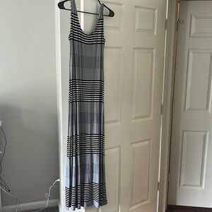 Black and white striped maxi dress
